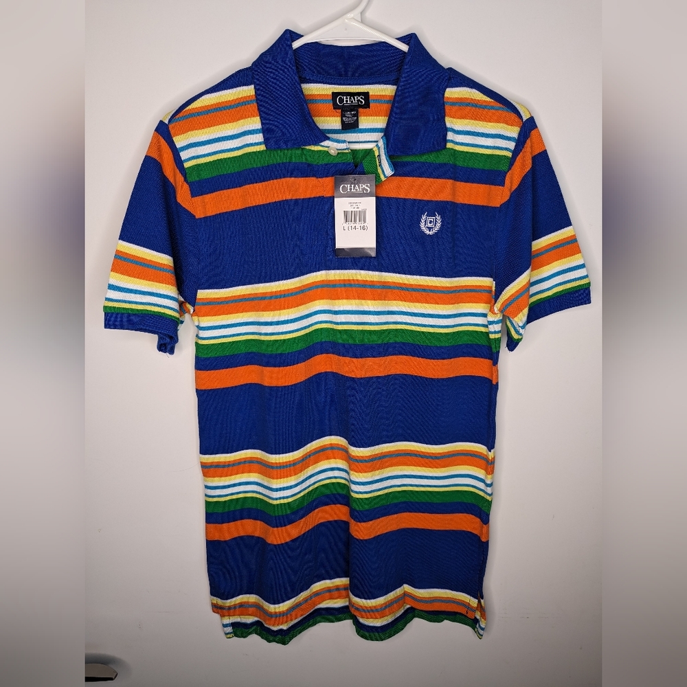 CHAPS STRIPED POLO T-SHIRT (14-16)